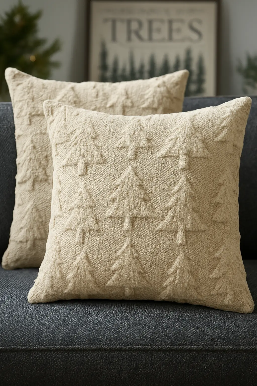 Cozy Christmas Home Decor with DFXSZ Faux Fur Christmas Tree Pillow Covers
