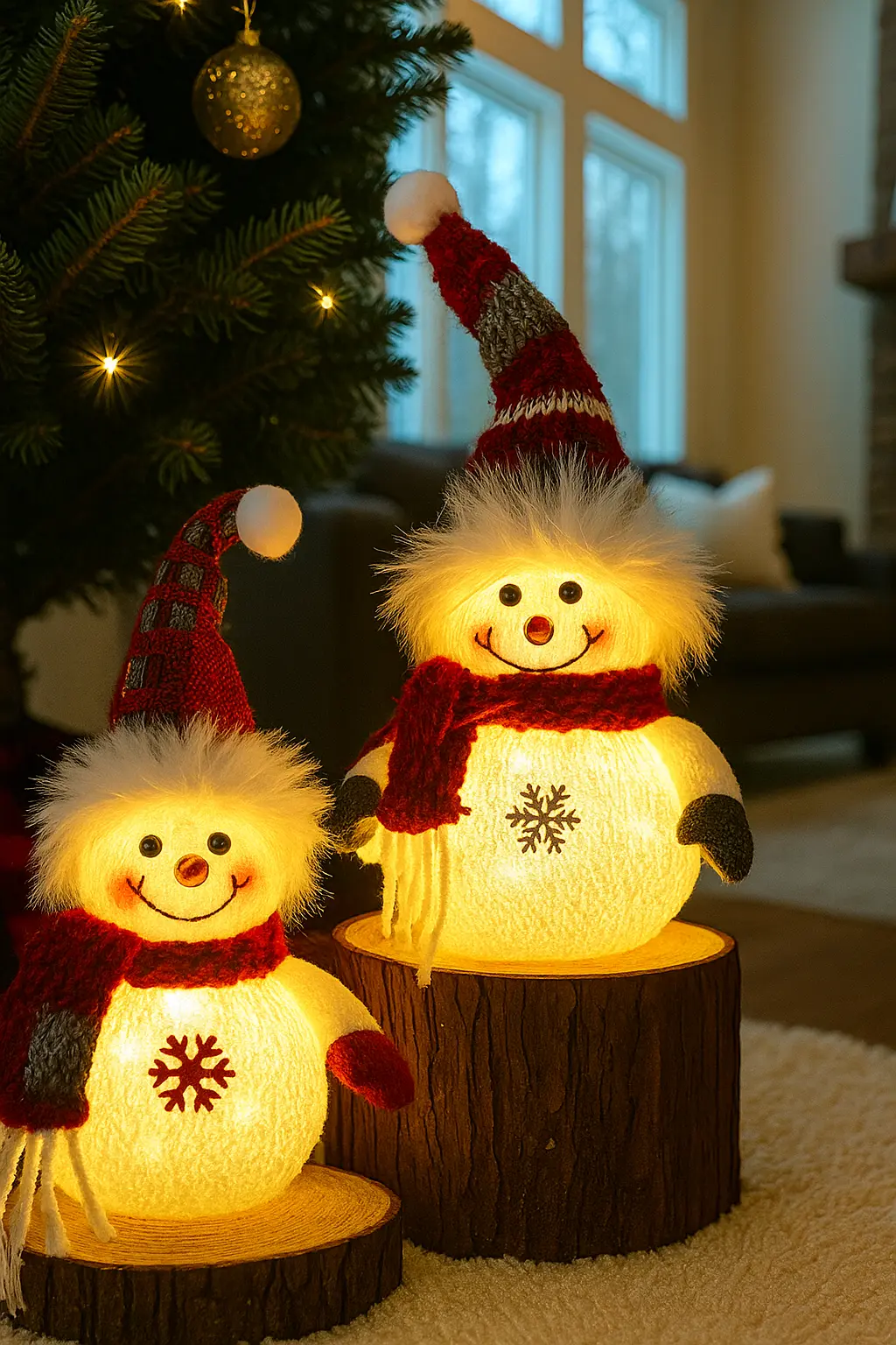 Cozy Holiday Decor Ideas with Juegoal Lighted Snowmen Table Decorations