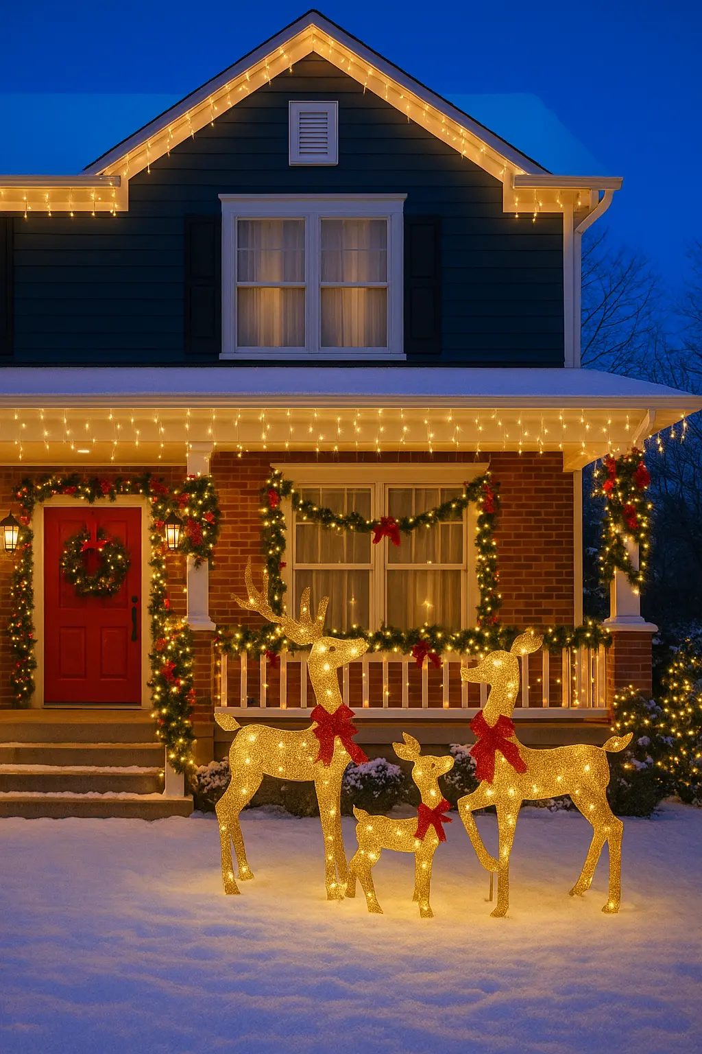 Elegant Outdoor Christmas Decor: HOYECHI Lighted Deer Family Set