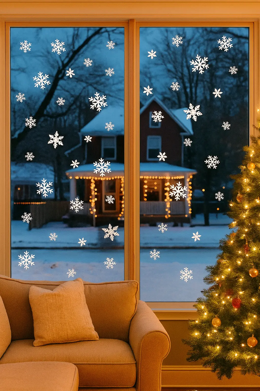 Easy Christmas Window Decor Ideas with Snowflake Clings | No Mess Holiday Magic