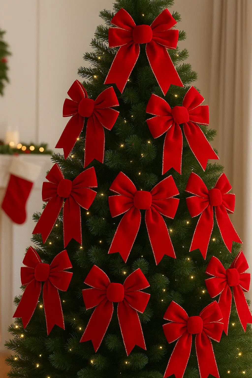Elegant Red Velvet Christmas Bows for Tree & Door | Classic Holiday Decor 2025