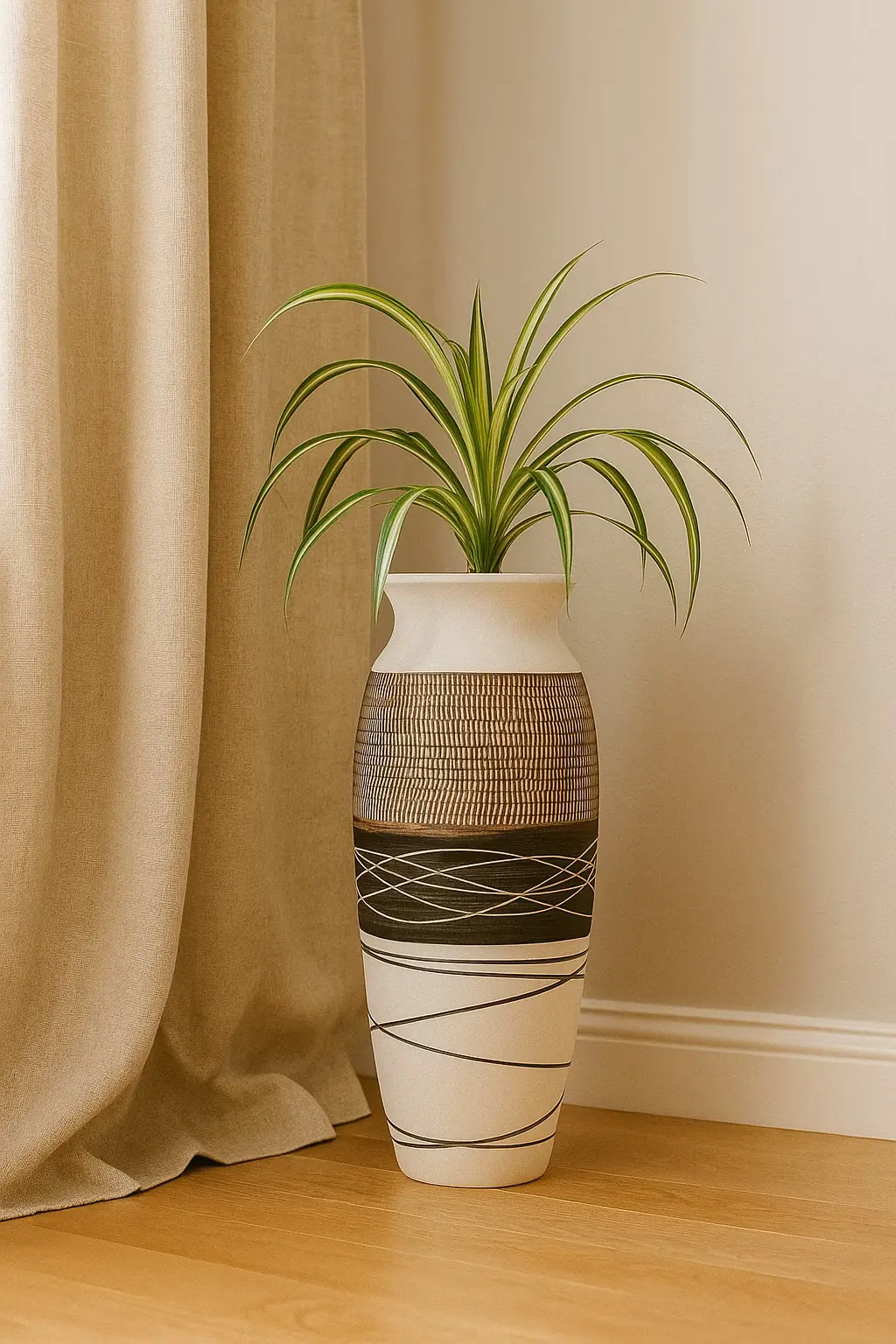 Boho Mantel Decor Ideas with Textured Ceramic Vases