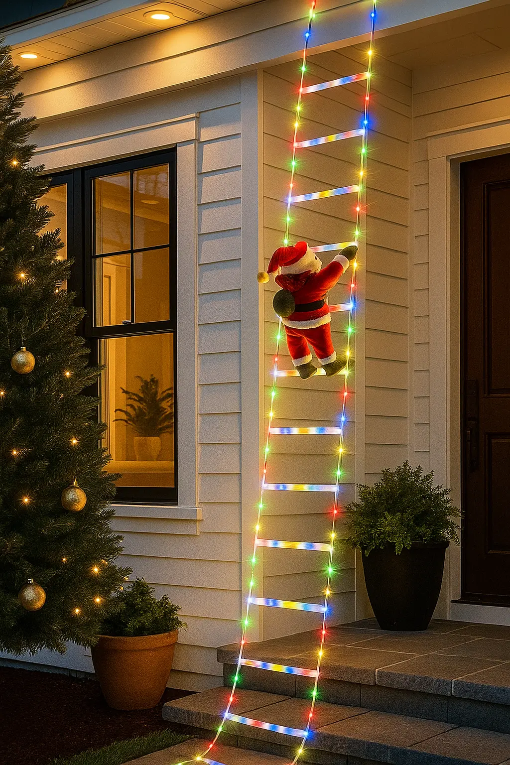 LED ladder lights Christmas decor unique ideas