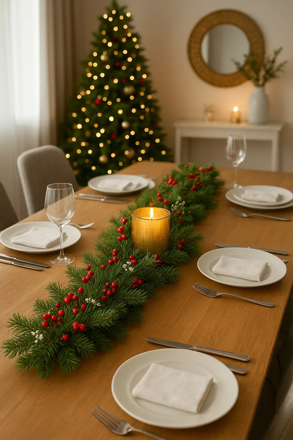 Realistic Cedar Christmas Garland | Holiday Greenery for Mantle & Table Décor