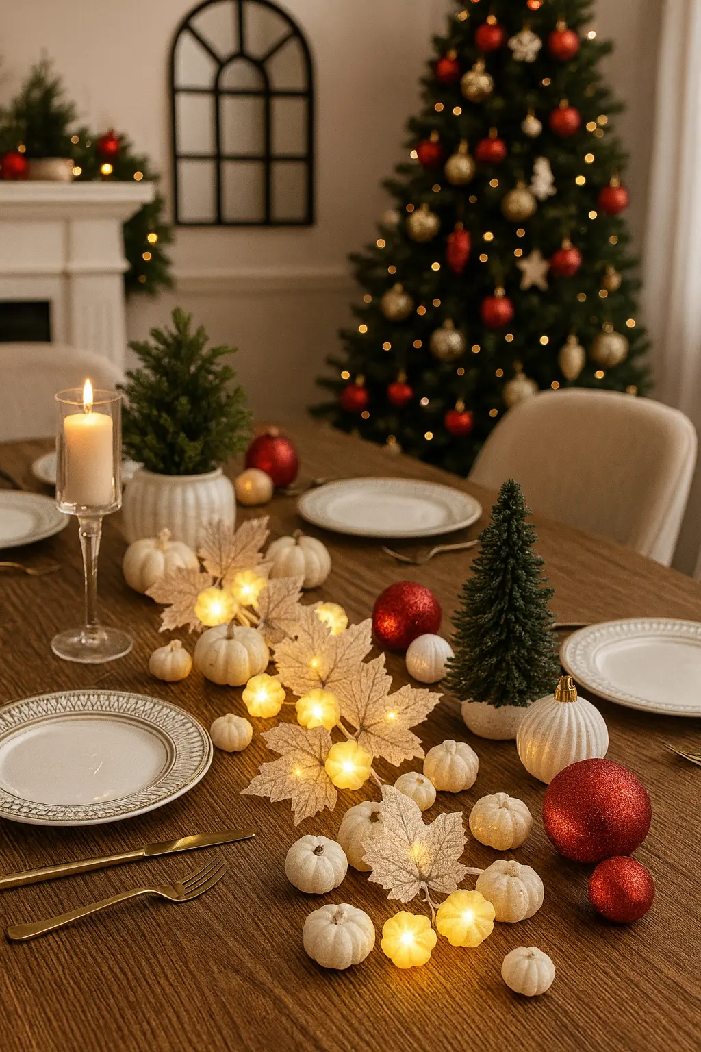 Fall Garland with 3D Pumpkin Lights | Cozy Thanksgiving LED Leaf Décor