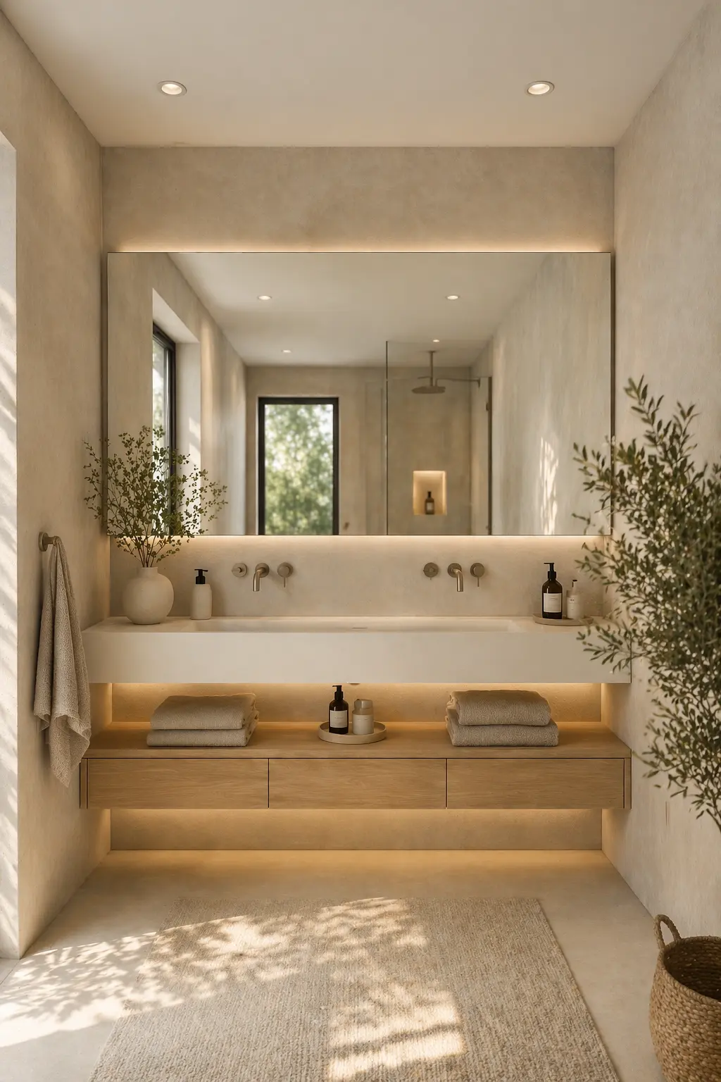 Horizontal Wide Mirror: Expand Narrow Bathroom Spaces