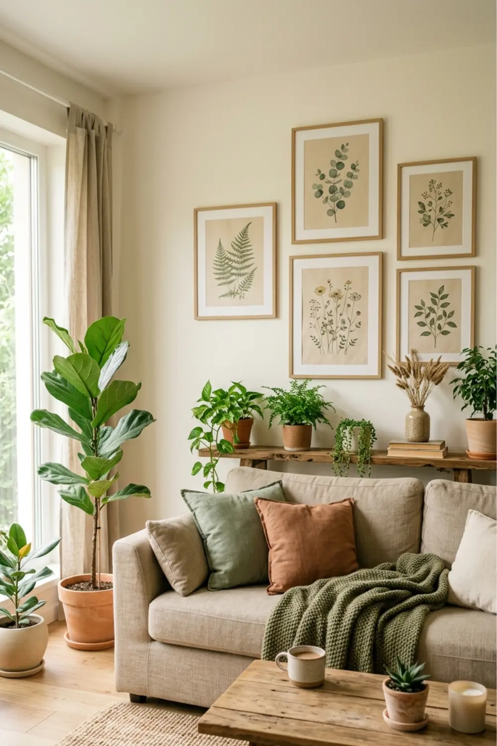 Botanical Gallery Wall Ideas for Fresh Natural Living Room Decor