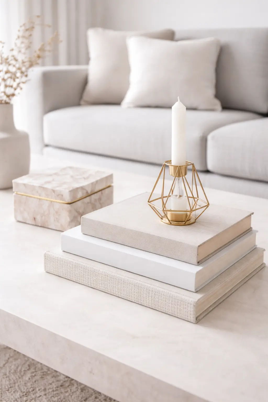 How to Add Height to Coffee Table Decor with Books & Risers