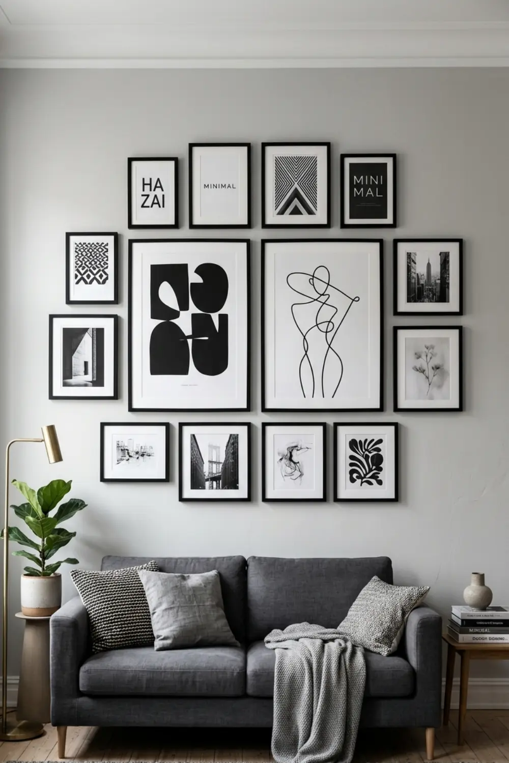 Asymmetrical Gallery Wall Ideas for Organic Modern Living Room Style
