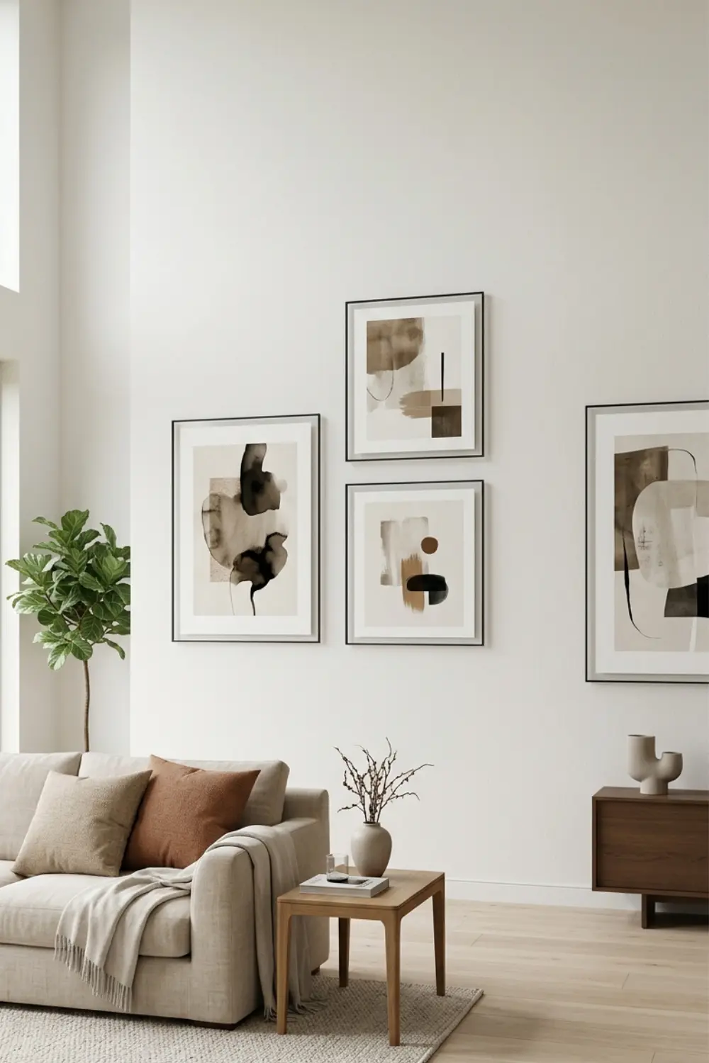 Gallery Wall Shelf Ideas for Layered Modern Living Room Decor