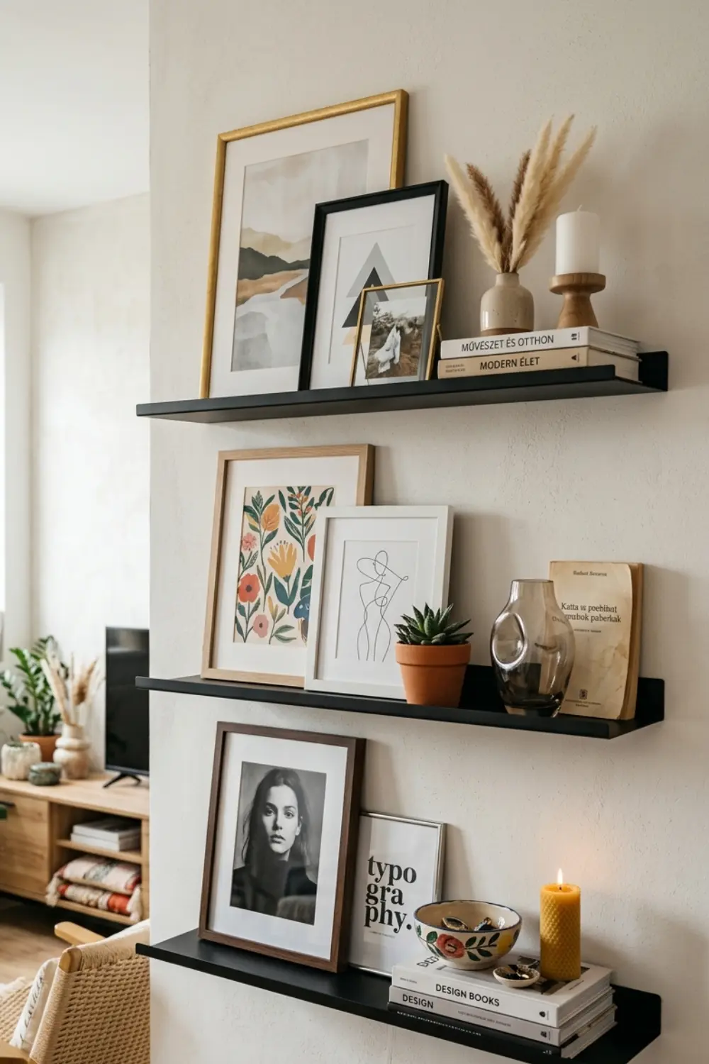 Floating Frame Gallery Wall Ideas for Modern Minimalist Interiors