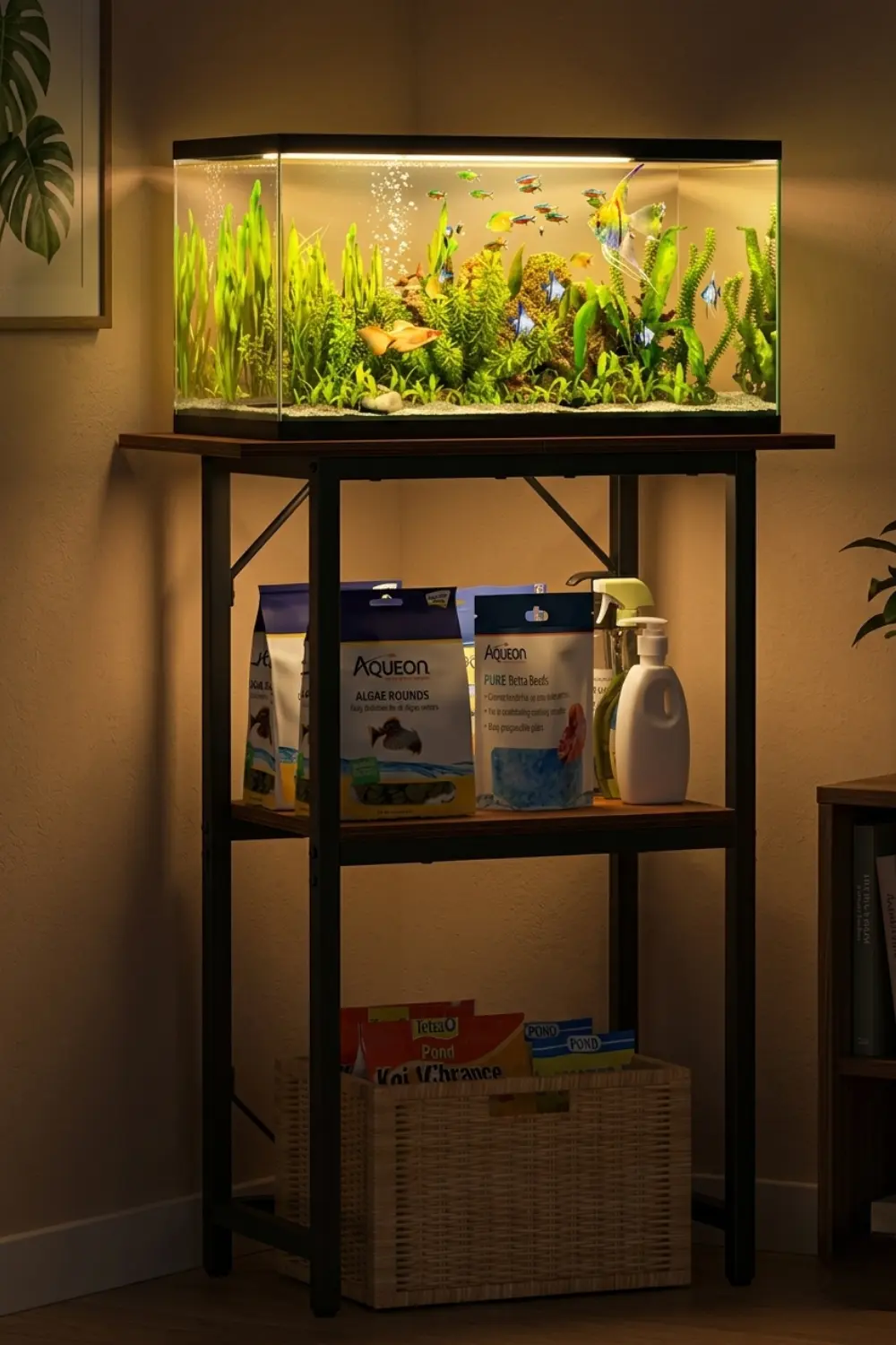 Corner Aquarium Stand Ideas for Living Decor That Adds Movement