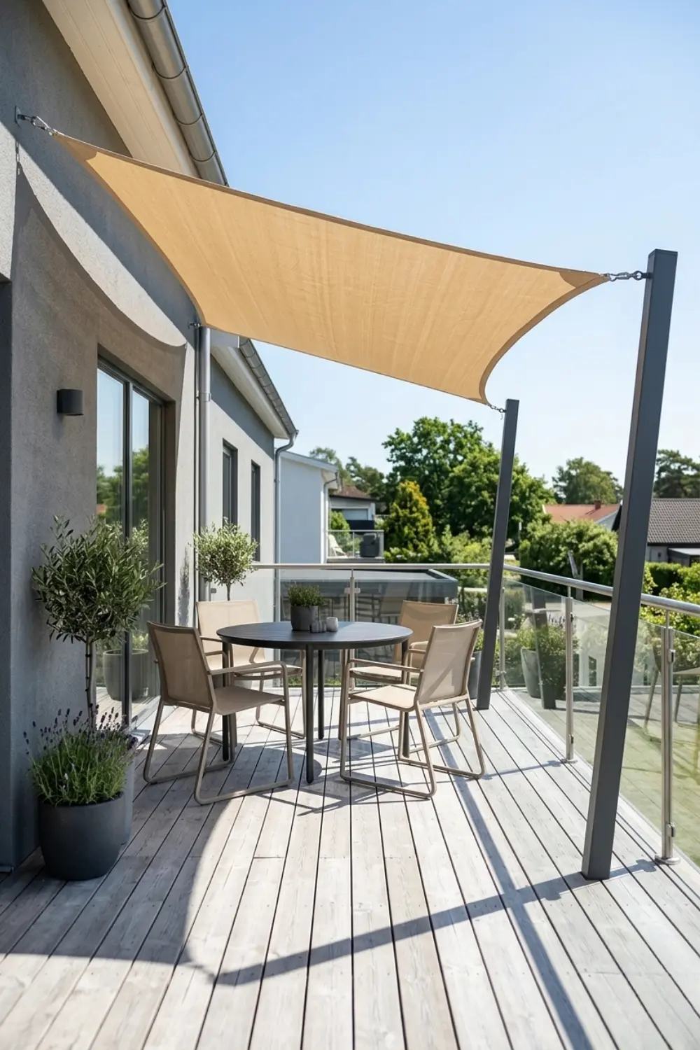 Install a Shade Sail on Your Balcony to Make It Usable During Hot Days