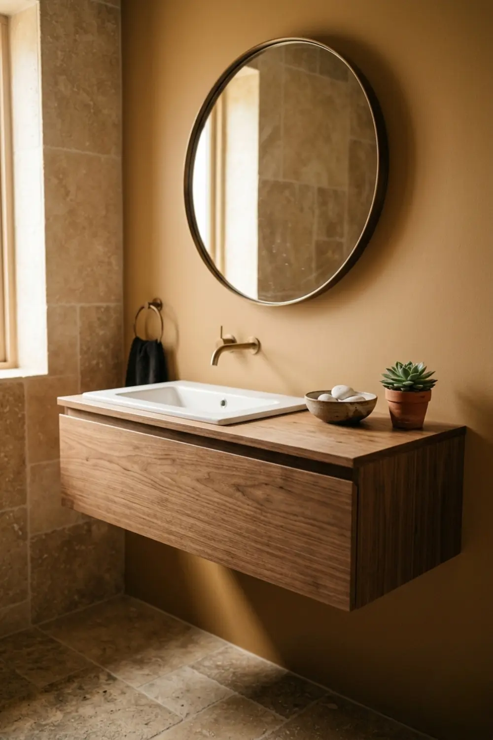 Warm Wood Vanity Ideas for a Cozy Earthy Bathroom