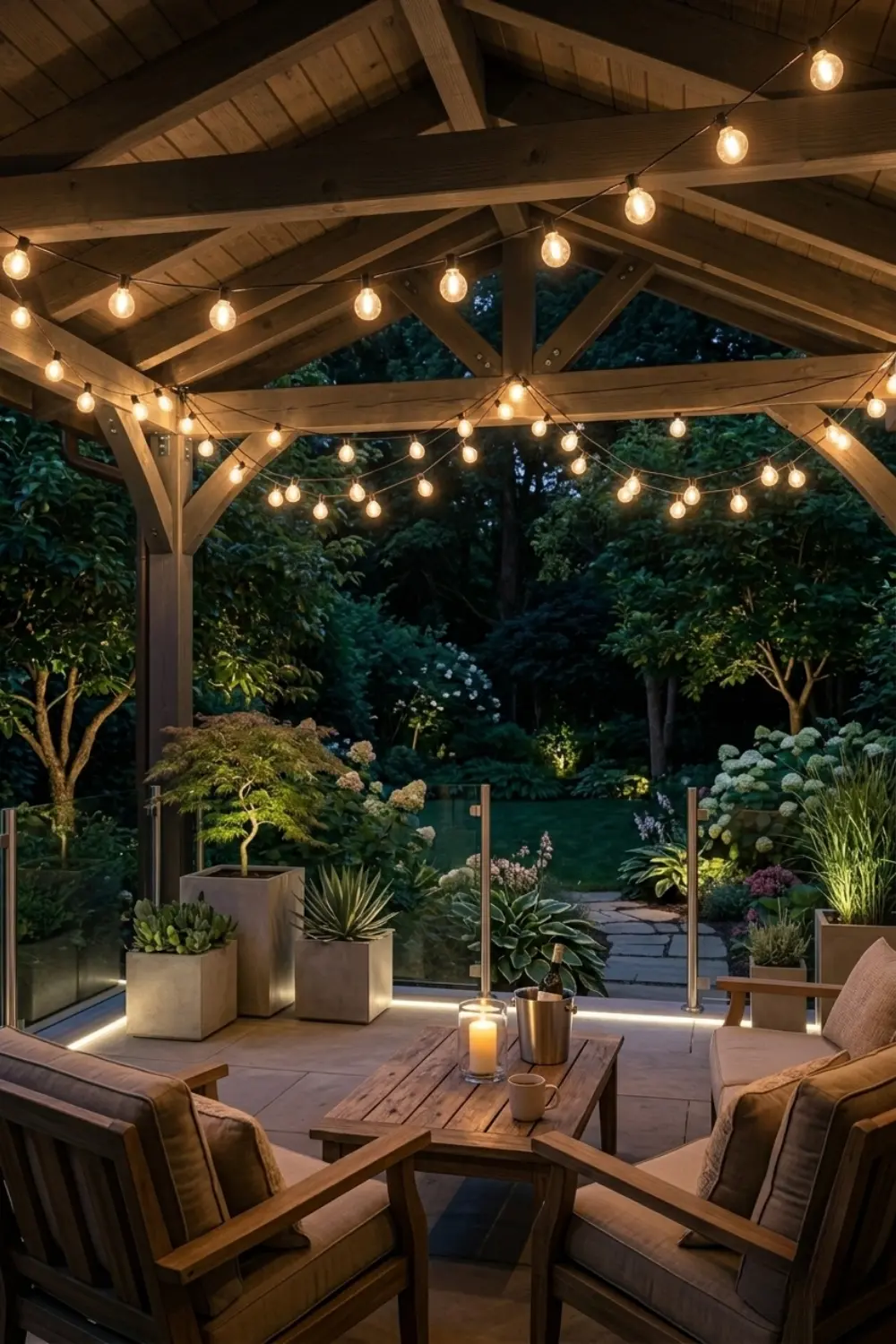 Add String Lights to Your Balcony for a Cozy Evening Atmosphere