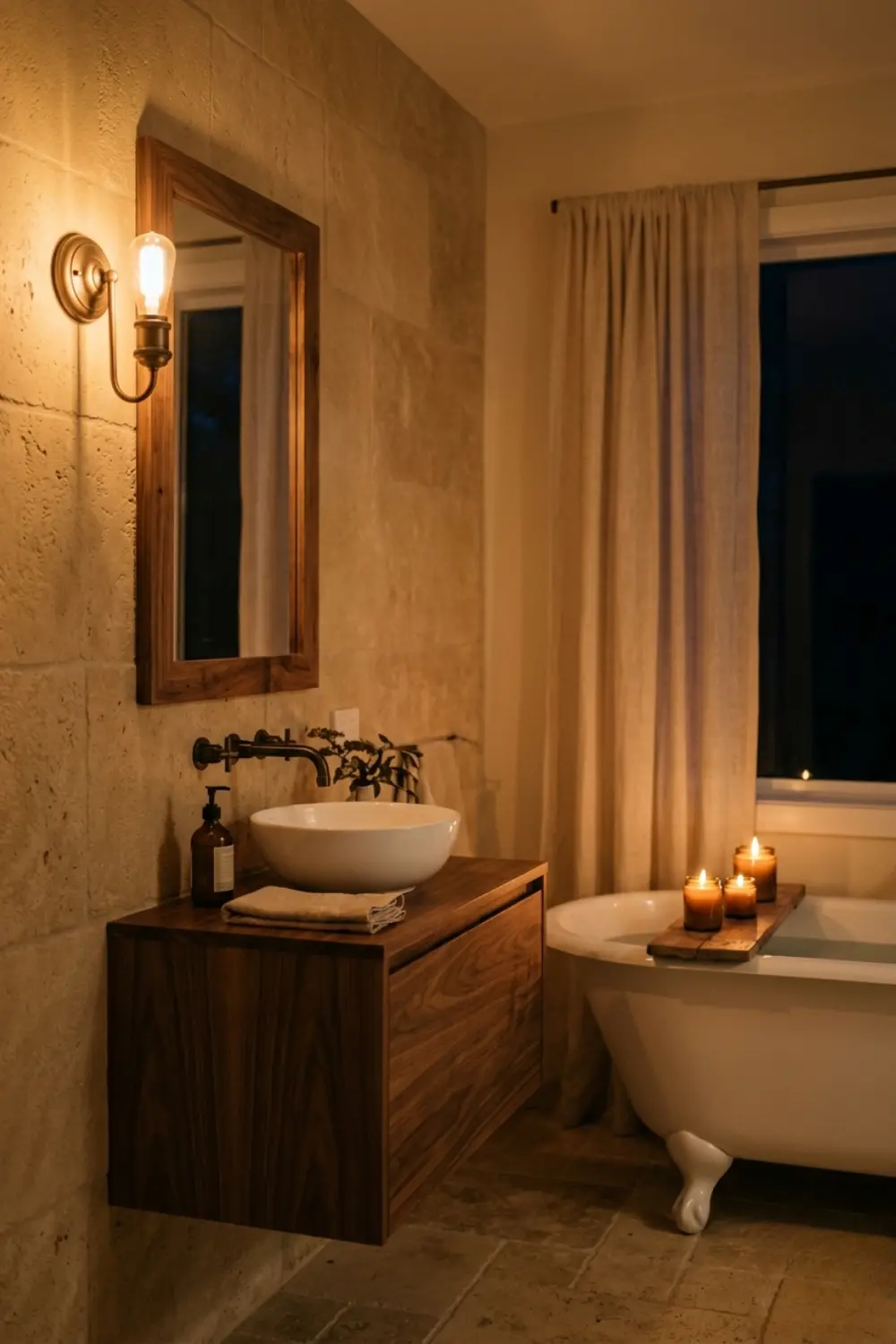 Warm Lighting Ideas for a Cozy Earthy Bathroom