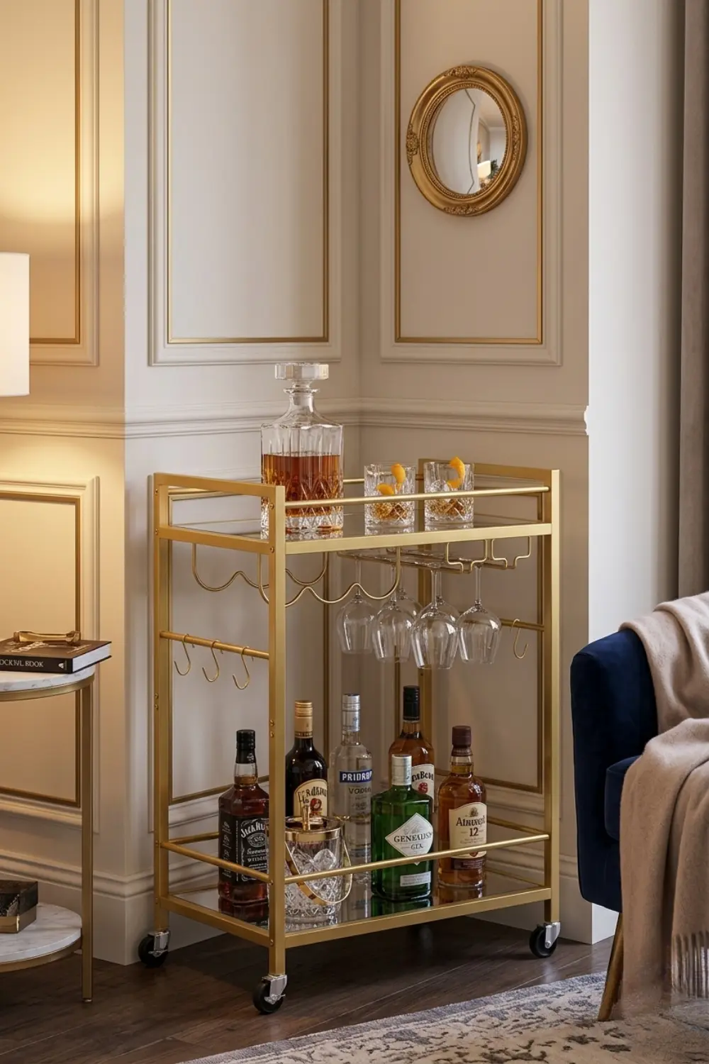 Style a Corner Bar Cart for Entertaining in Small Apartments