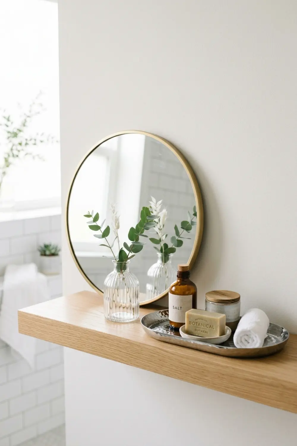Use Mirrors and Glass to Add Light to Your Bathroom Shelf