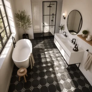 13 Modern Black and White Bathroom Decor Ideas Right Now — interior design photograph