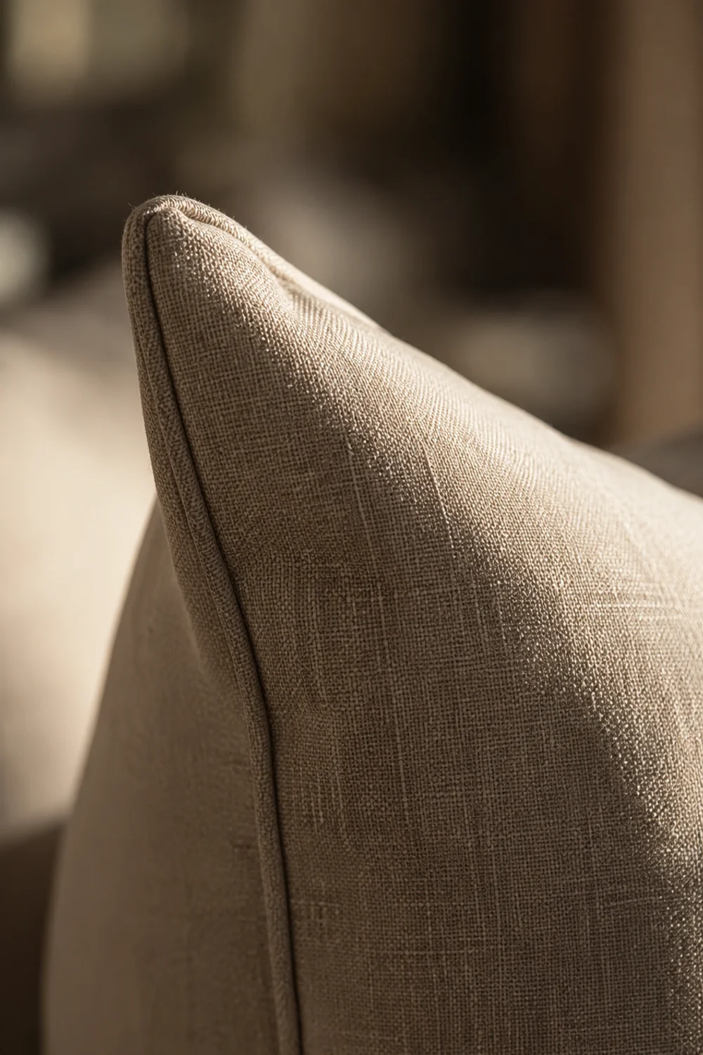 Structured euro sham corner with firm oversized pillow insert holding its shape